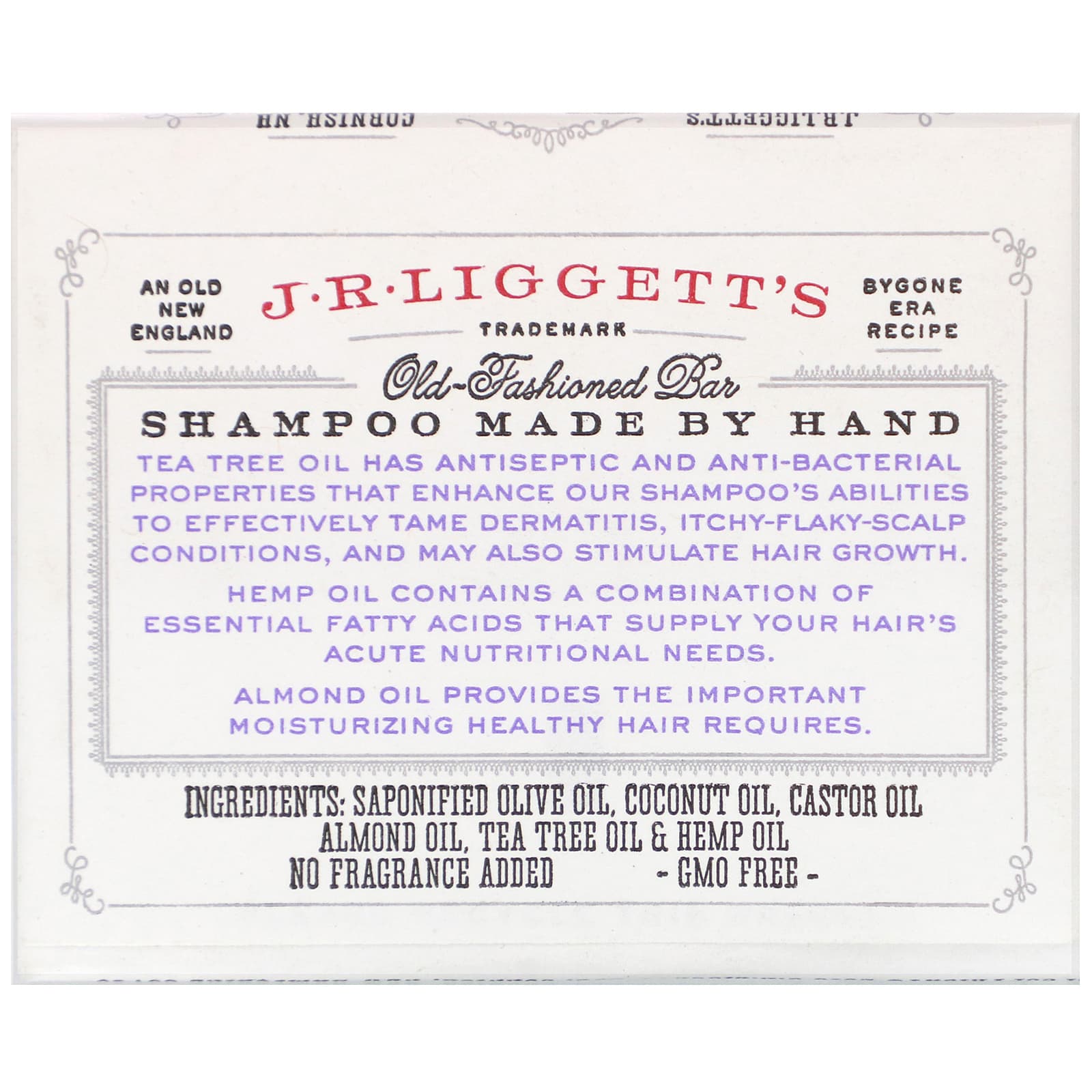 J.R.Liggett's Tea Tree & Hemp Oil Shampoo Bar 99g - Foto 10