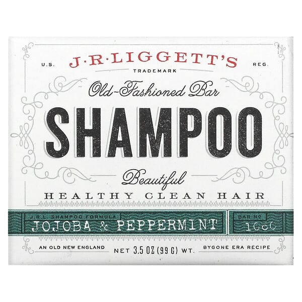 J.R. Liggett's, Old Fashioned Shampoo Bar, Jojoba & Peppermint, 3.5 oz (99 g)