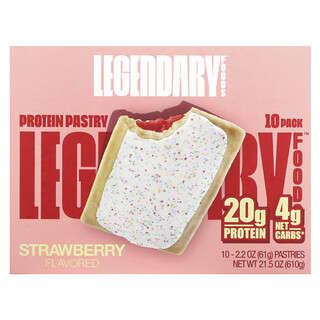 Legendary Foods, Pâtisserie protéinée, Fraise, Paquet de 10, 61 g chacun