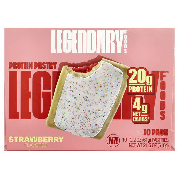 Legendary Foods Protein Pastry, Strawberry, 10 Pack, 2.2 oz (61 g) Each