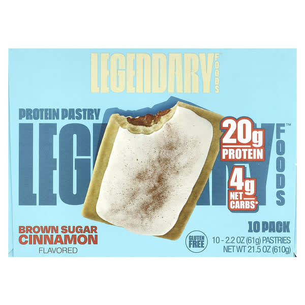 Legendary Foods Protein Pastry, Brown Sugar Cinnamon, 10 Pack, 2.2 oz (61 g) Each
