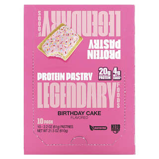 Legendary Foods, Protein Pastry, Birthday Cake, 10 Pack, 2.2 oz (61 g) Each