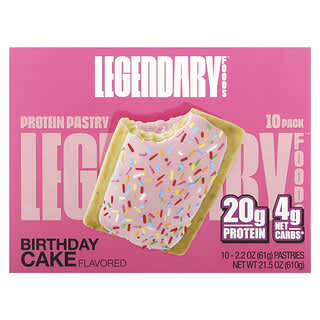 Legendary Foods, Protein Pastry, Birthday Cake, 10 Pack, 2.2 oz (61 g) Each