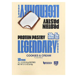 Legendary Foods, Pastel con proteínas, Galletas y crema`` 10 pasteles, 61 g (2,2 oz) cada uno
