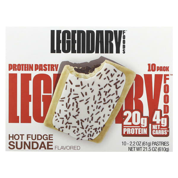 Legendary Foods Protein Pastry, Hot Fudge Sundae, 10 Pack, 2.2 oz (61 g) Each