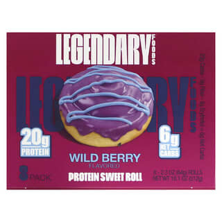 Legendary Foods, Rouleaux protéinés et sucrés, Baies sauvages, Paquet de 8, 64 g chacun