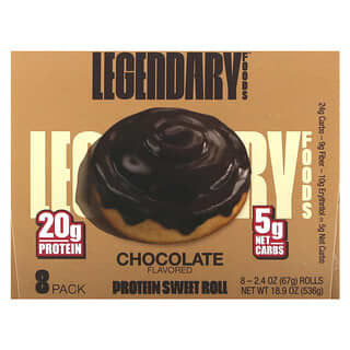 Legendary Foods, Rollo dulce proteico, Chocolate, Paquete de 8, 67 g (2,4 oz) cada uno