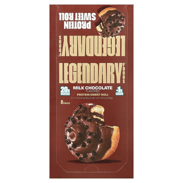 Legendary Foods Protein Sweet Roll, Milk Chocolate, 8 Pack, 2.4 oz (67 g) Each
