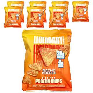 Legendary Foods, Chips de proteína inflados, Queso para nachos, 7 bolsas, 34 g (1,2 oz) cada una