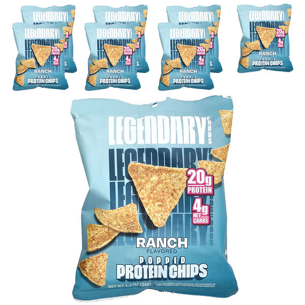 Legendary Foods, Popped Protein Chips, Ranch, 7 Bags, 1.2 oz (34 g) Each