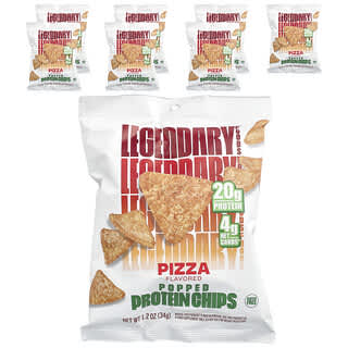 Legendary Foods, Chips protéinées soufflées, Pizza, 7 sachets, 34 g chacun