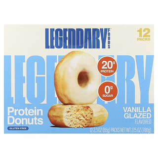 Legendary Foods, Protein Donuts, Vanilla Glazed, 12 Packs, 2.3 oz (65 g) Each