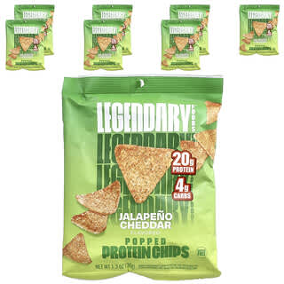 Legendary Foods, Popped Protein Chips, Jalapeno Cheddar, 7 Bags, 1.3 oz (36 g) Each