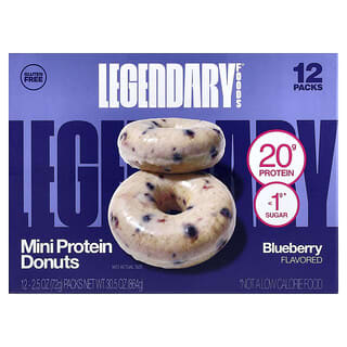 Legendary Foods, Mini Protein Donuts, Blueberry, 12 Packs, 2.5 oz (72 g) Each