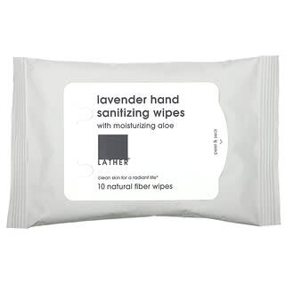 Lather, Lavender Hand Sanitizing Wipes with Moisturizing Aloe, 10 Wipes