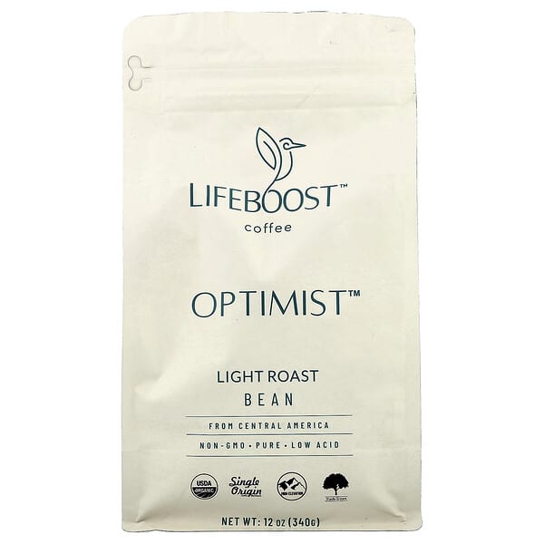 Lifeboost, Coffee, Optimist™, 원두, 라이트 로스트, 340g(12oz)