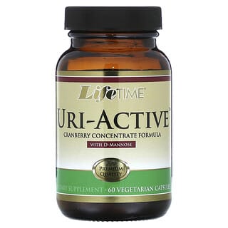 LifeTime Vitamins‏, Uri-Active, נוסחת תרכיז חמוציות עם D-מנוז, 60 כמוסות צמחיות