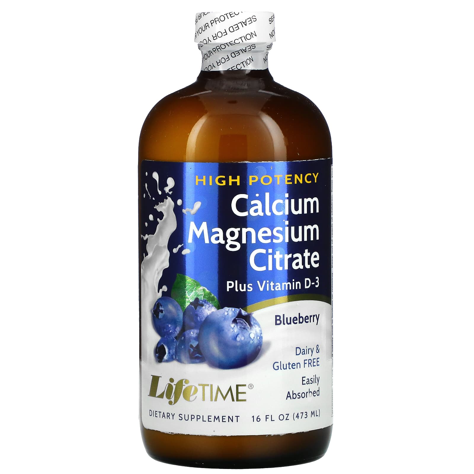 LifeTime Calcium Magnesium Citrate Vitamin Blueberry, 16 fl oz (473