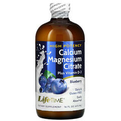 LifeTime Vitamins, 檸檬酸鈣鎂加維生素 D3，藍莓味，16 盎司（473 毫升）