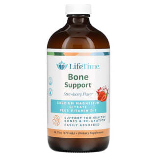 LifeTime Vitamins, Bone Support, Calcium Magnesium Citrate Plus Vitamin D-3, Strawberry, 16 fl oz (473 ml)