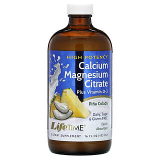 LifeTime Vitamins, Citrato de calcio y magnesio, más vitamina D3, Piña colada, 473 ml (16 oz. Líq.)