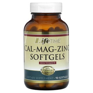 LifeTime Vitamins, Cal-Mag-Zinc avec vitamine D, 90 capsules à enveloppe molle