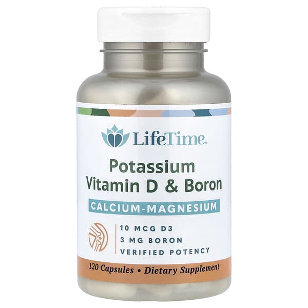 LifeTime Vitamins, 칼슘-마그네슘, 칼륨, 비타민D 및 붕소, 캡슐 120정