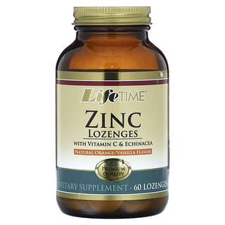 LifeTime Vitamins, Zinc Lozenges With Vitamin C & Echinacea, Natural Orange/Vanilla , 60 Lozenges