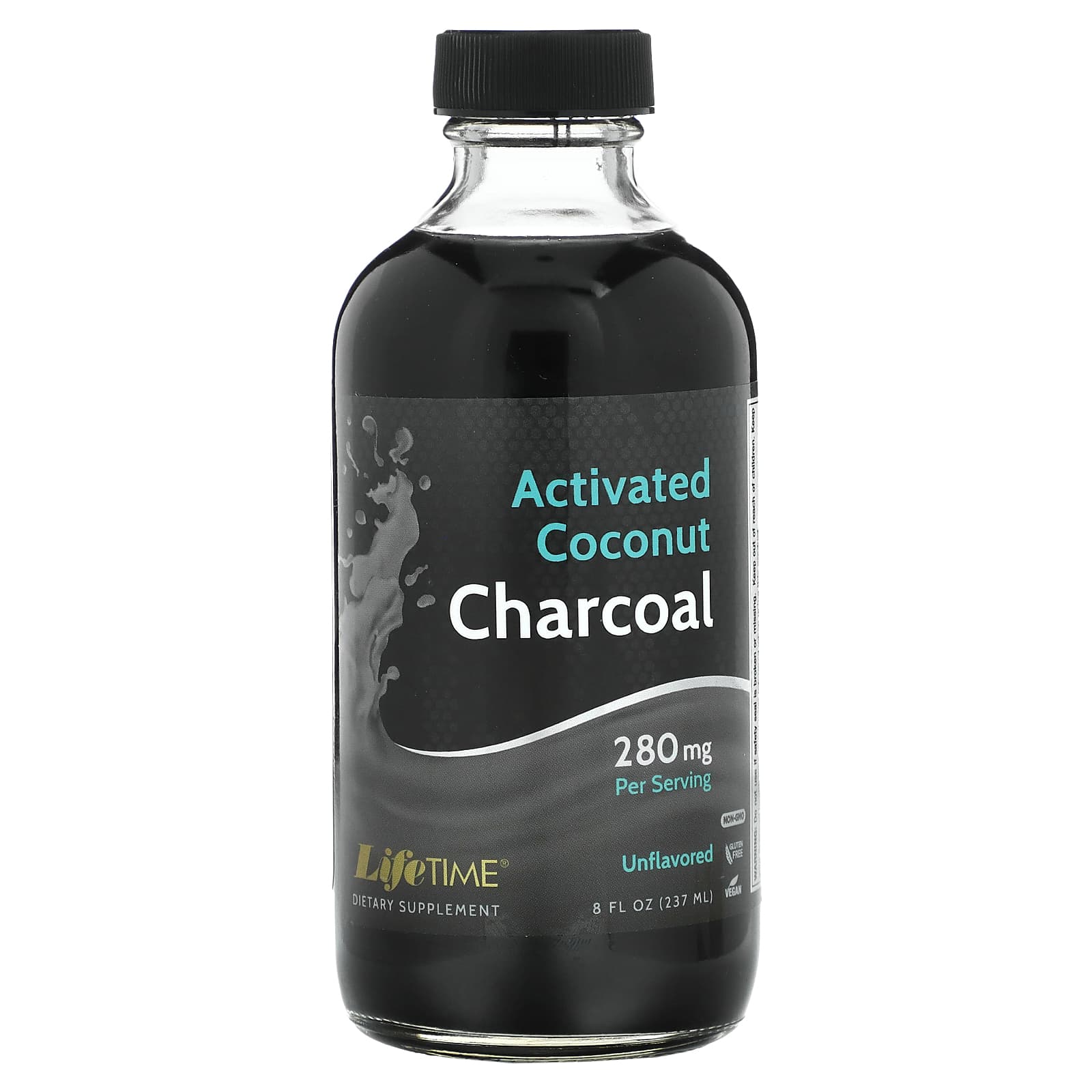 LifeTime Vitamins, Activated Coconut Charcoal, Unflavored, 280 mg, 8 fl