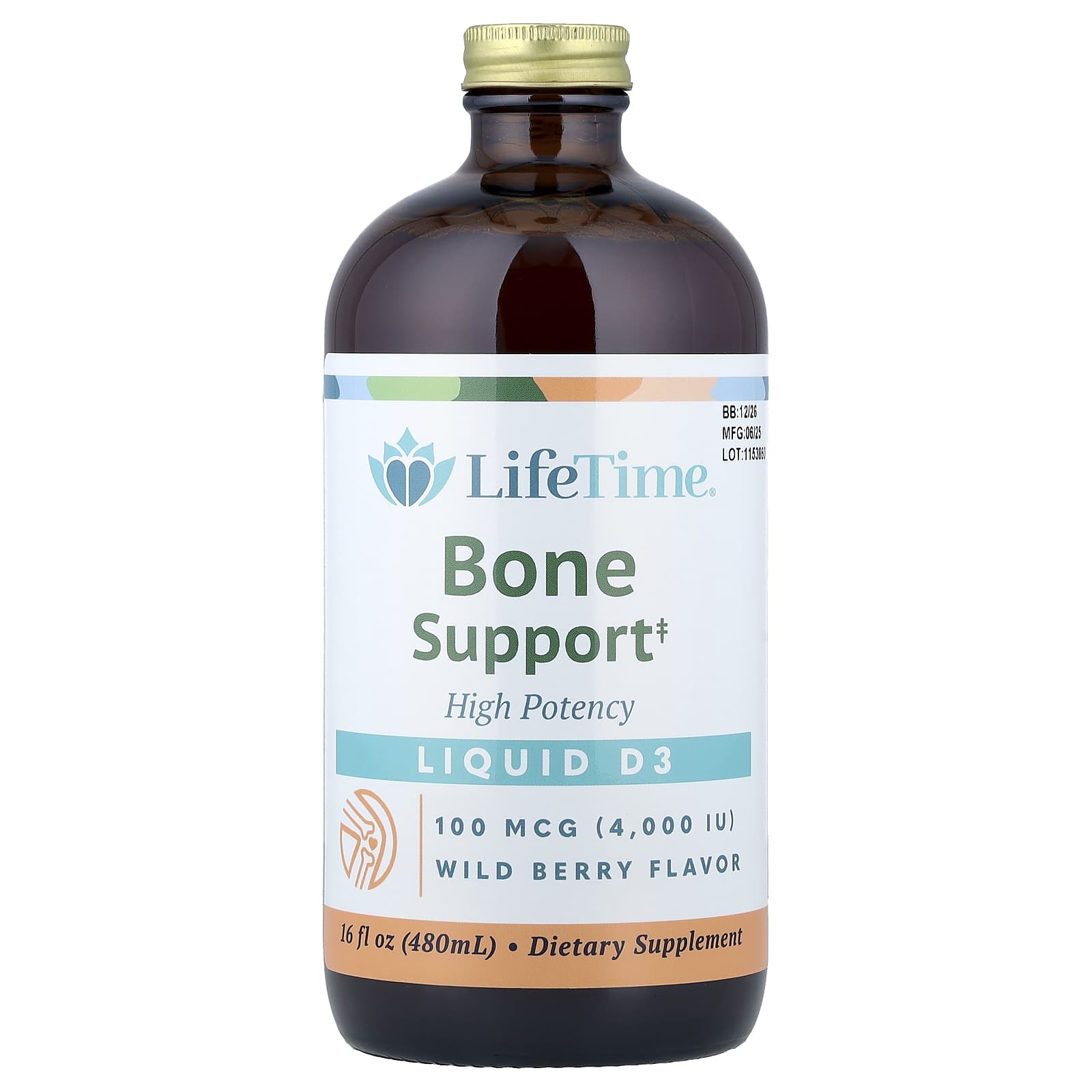 LifeTime Vitamins Bone Support, High Potency – Wild Berry – 480 ml de LifeTime Vitamins