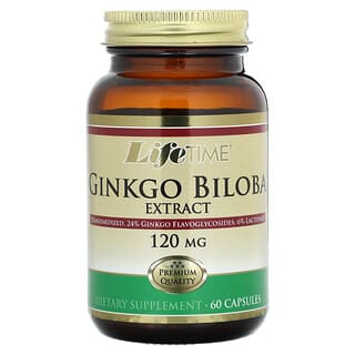 LifeTime Vitamins, Extrato de Ginkgo Biloba, 120 mg, 60 Cápsulas