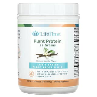 لايف تايم فيتامينز‏, Life's Basics ، مزيج البروتين النباتي ، بنكهة الفانيليا الطبيعية ، 1.22 رطل (555 جم)