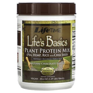 LifeTime Vitamins, Life's Basics, смесь растительных белков, натуральный шоколад, 584 г (1,29 фунта)