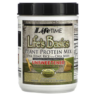 LifeTime Vitamins, Life's Basics, Mélange de protéines végétales, Vanille naturelle et non sucrée, 498 g