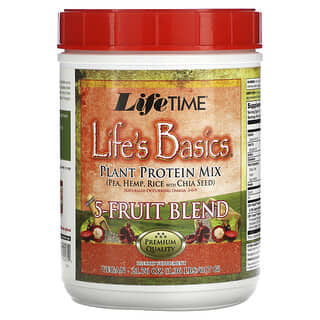 LifeTime Vitamins, Life's Basics, mieszanka białek roślinnych, z mieszanką 5 owoców, 617 g