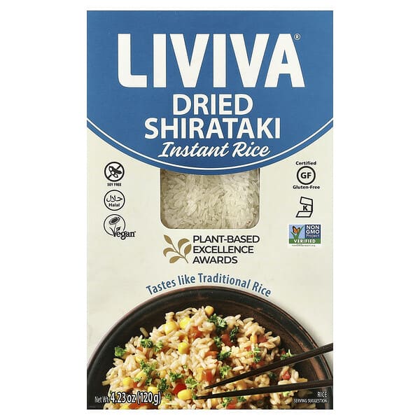 LIVIVA, Dried Shirataki Instant Rice, getrockneter Shirataki-Instantreis, 120 g (4,23 oz.)