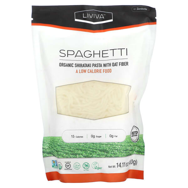 LIVIVA, Spaghetti, Organic Shirataki Pasta With Oat Fiber, 14.11 oz (400 g)
