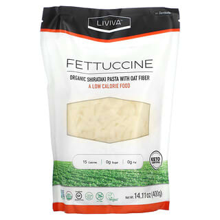 LIVIVA, Fettuccine, Pasta shirataki orgánica con fibra de avena`` 400 g (14,11 oz)