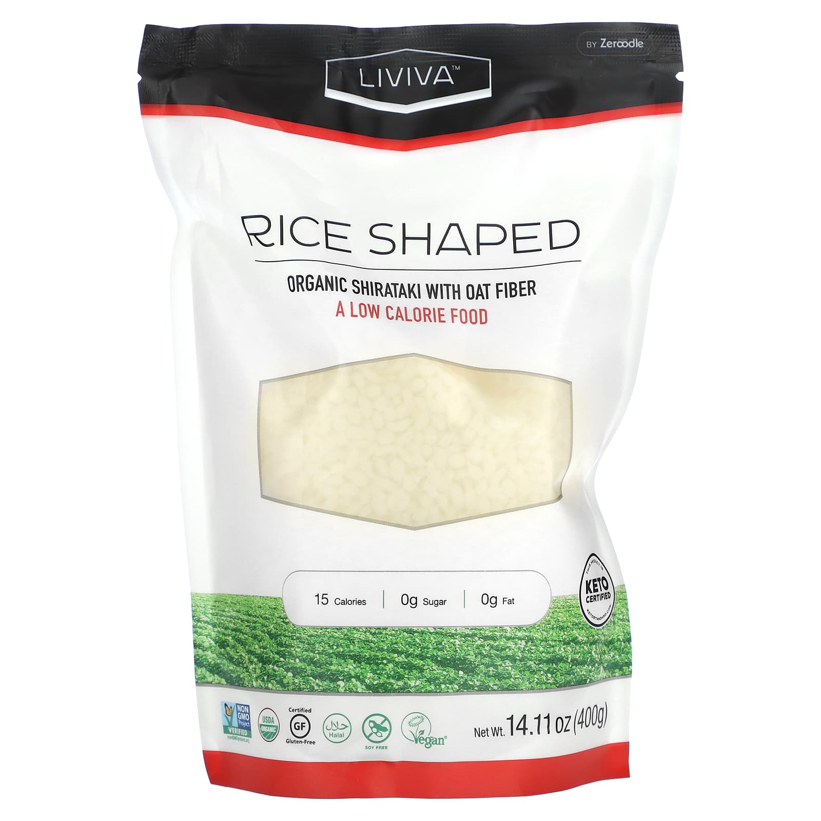 LIVIVA, Rice Shaped, Organic Shirataki with Oat Fiber, 14.11 oz (400 g)