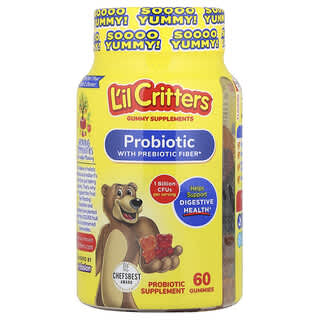 L'il Critters, Probiotic With Prebiotics, Probiotikum mit Präbiotika, Kirsch-, Orangen- und Traubengeschmack, 1 Milliarde KBE, 60 Fruchtgummis