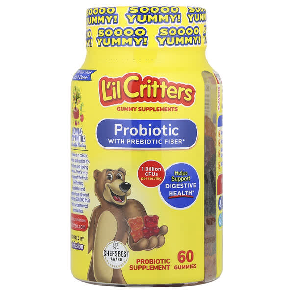 Probiotic With Prebiotic Fiber, Cherry, Orange & Grape Flavor, 60 Gummies (0.5 Billion CFU per Gummy)