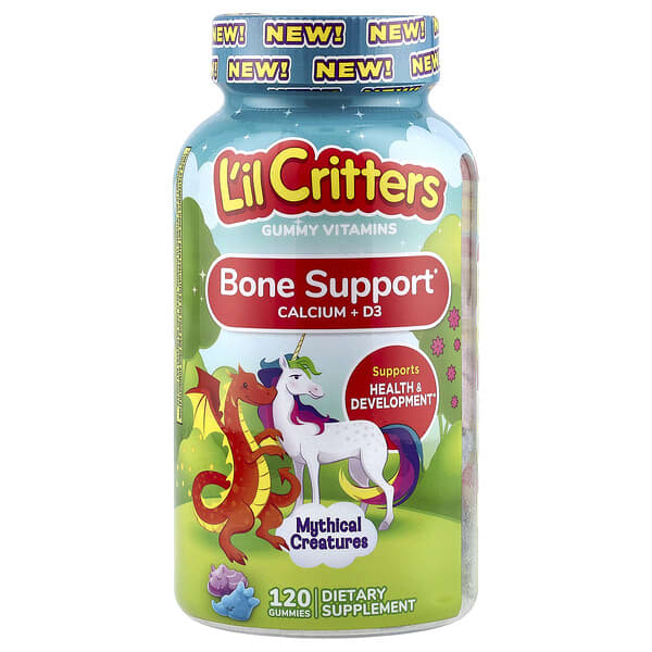 Mythical Creatures, Bone Support Calcium + D3 Gummies, Bumbleberry Blast, Sour Blue Raspberry, 120 Gummies