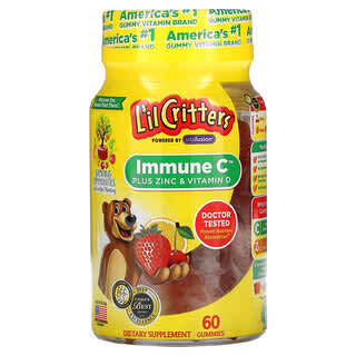 L'il Critters‏, Immune C Plus אבץ וויטמין D, 60 סוכריות גומי