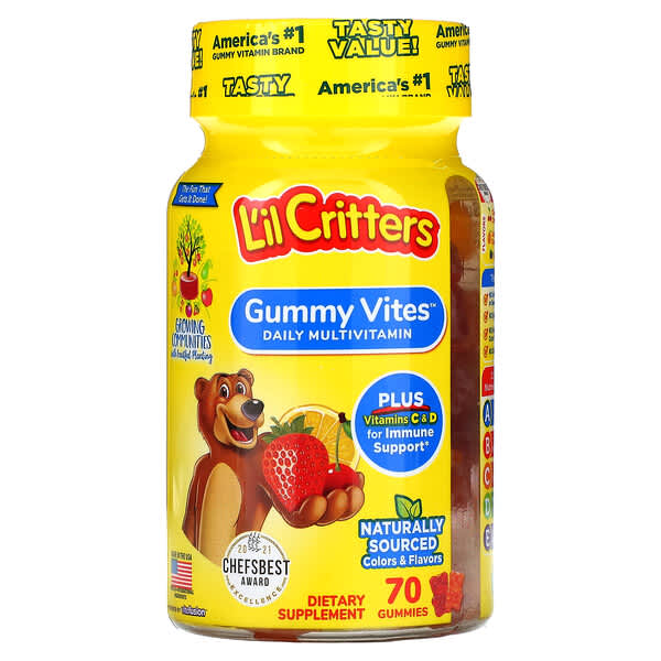 L'il Critters, Gummy Vites, комплекс жувальних мультивітамінів, 70 мармеладок