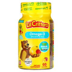 L'il Critters, омега-3, зі смаком малини та лимонаду, 60 жувальних таблеток