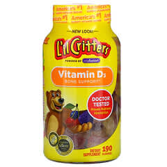 L'il Critters, витамин D3 для поддержки костей, со вкусом натуральных фруктов, 190 жевательных мармеладок