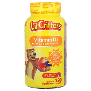 L'il Critters, вітамін D3, малина, персик і ожина, 190 жувальних таблеток
