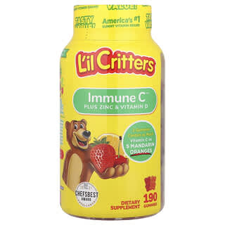 L'il Critters, Immune C（イミューンC）プラス亜鉛＆ビタミンD、グミ190粒