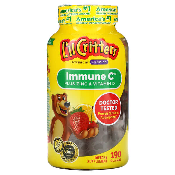 L'il Critters, комплекс із вітаміном С з цинком і вітаміном D, 190 жувальних таблеток