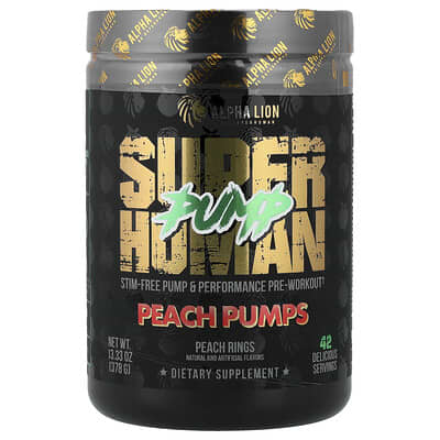 ALPHA LION, SuperHuman Pump, Peach Pump, Peach Ring, 13.33 oz (378 g)